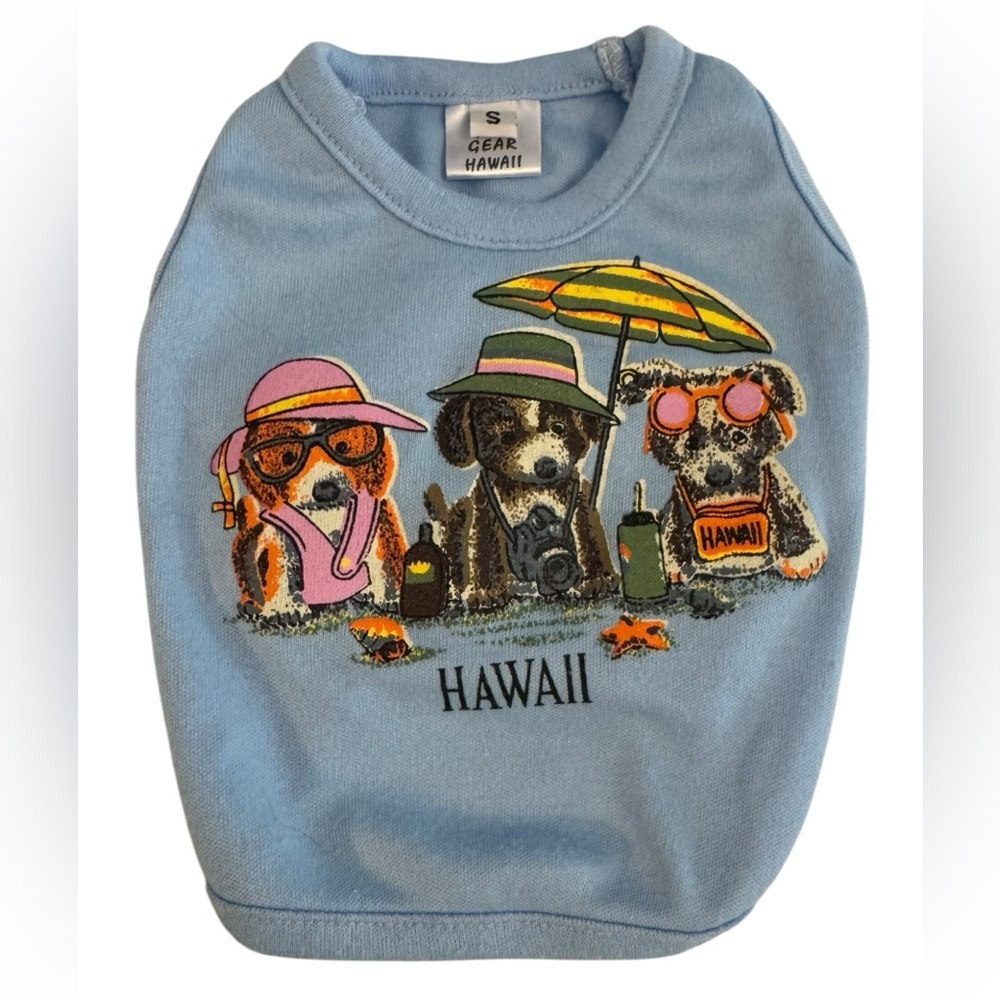 Blue screenprint soft cotton Pet Gear Hawaii dog pet shirt size small